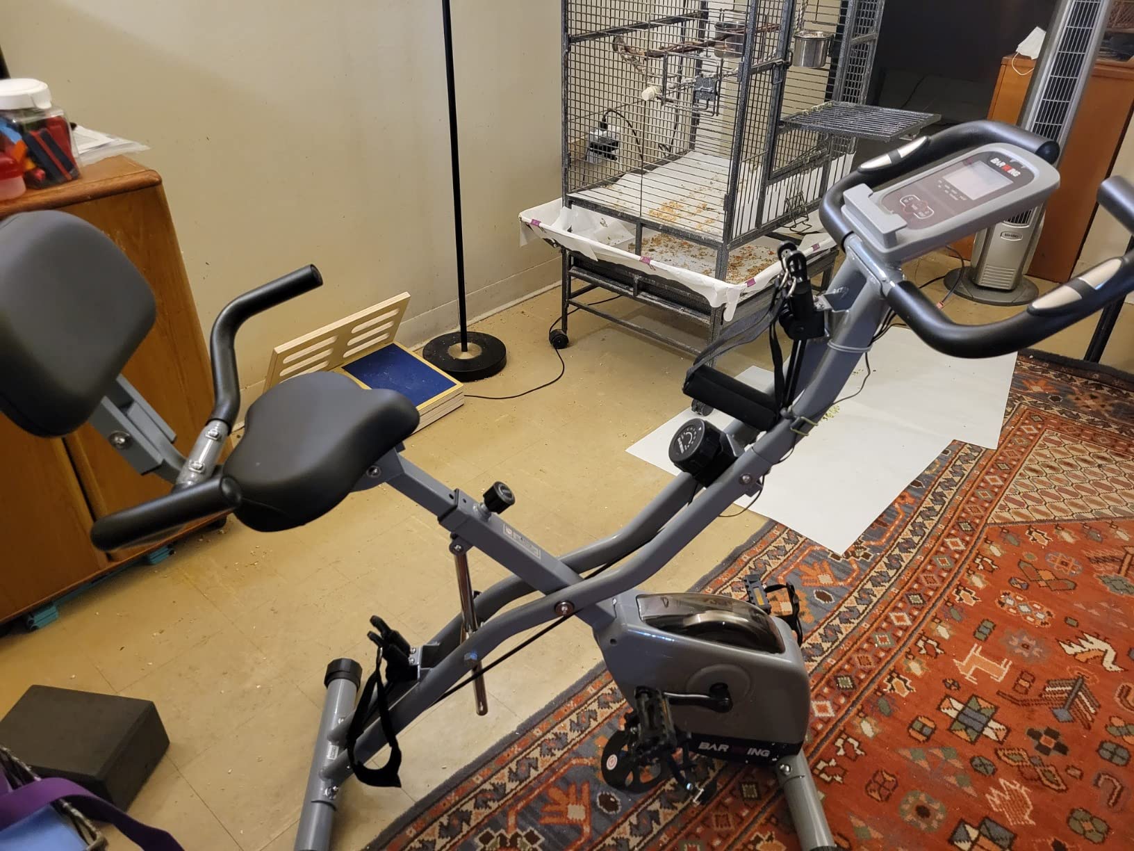 BARWING Stationary Exercise Bike for Home Workout, 5 IN 1 Foldable Indoor Cycling Bike for Seniors, 350LB Capacity, 16-Level Magnetic Resistance, Seat Backrest Adjustments customer photo 1