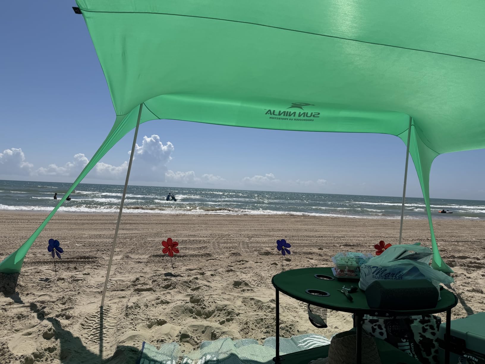 SUN NINJA Beach Tent Sun Shelter, Beach Shade Canopy with UPF50+ Protection customer photo 2