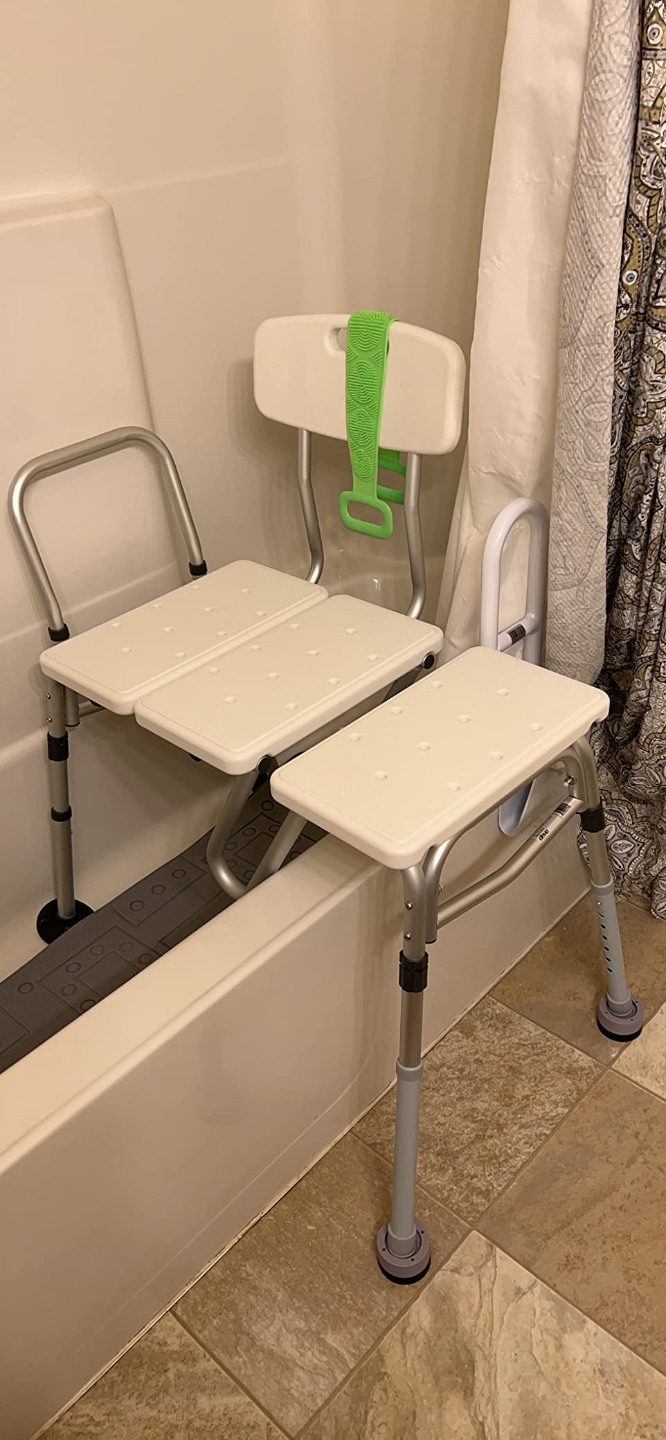 Drive Medical Splash Defense Tub Transfer Bench, Adjustable Height, White customer photo 1