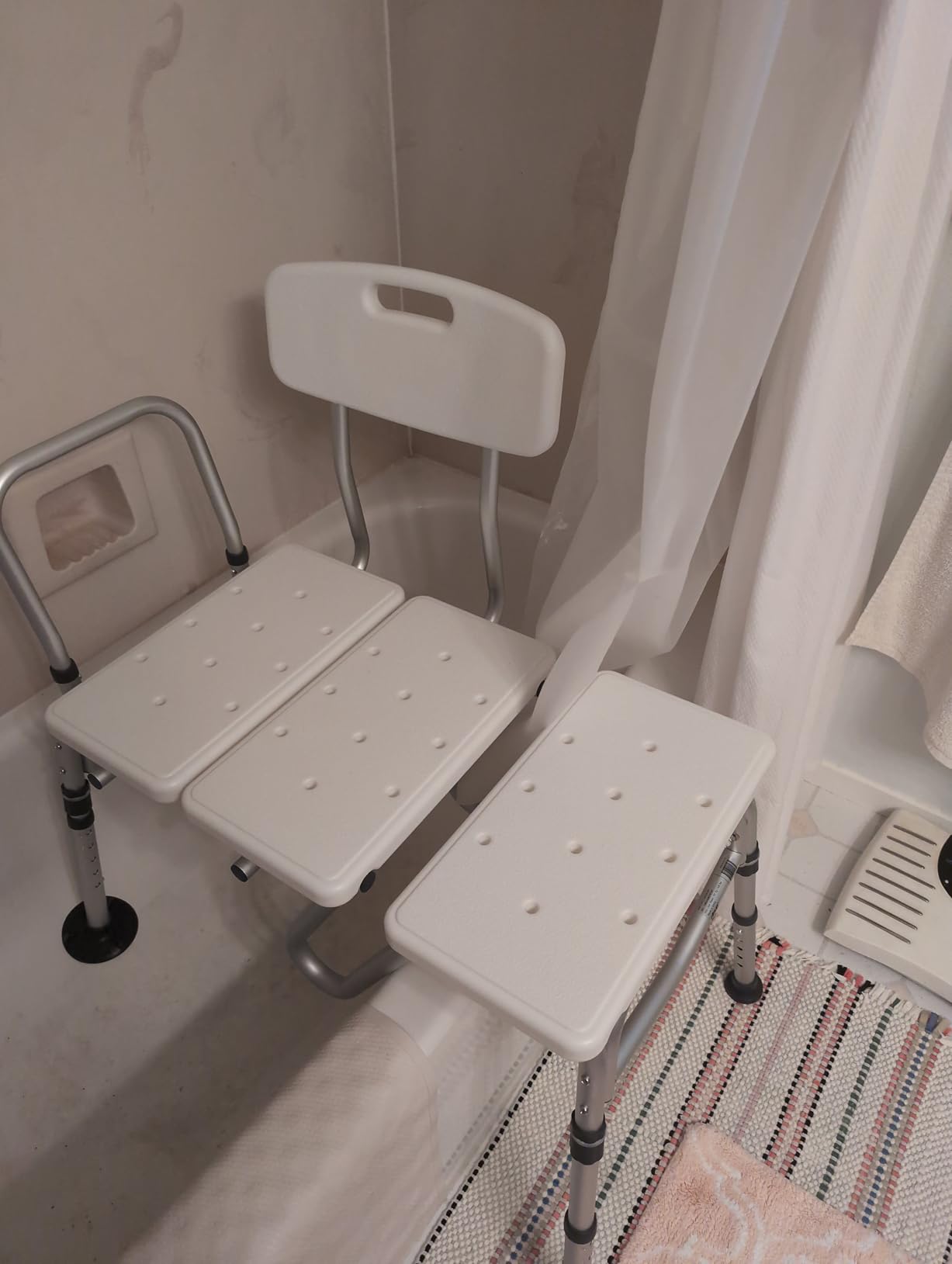 Drive Medical Splash Defense Tub Transfer Bench, Adjustable Height, White customer photo 2