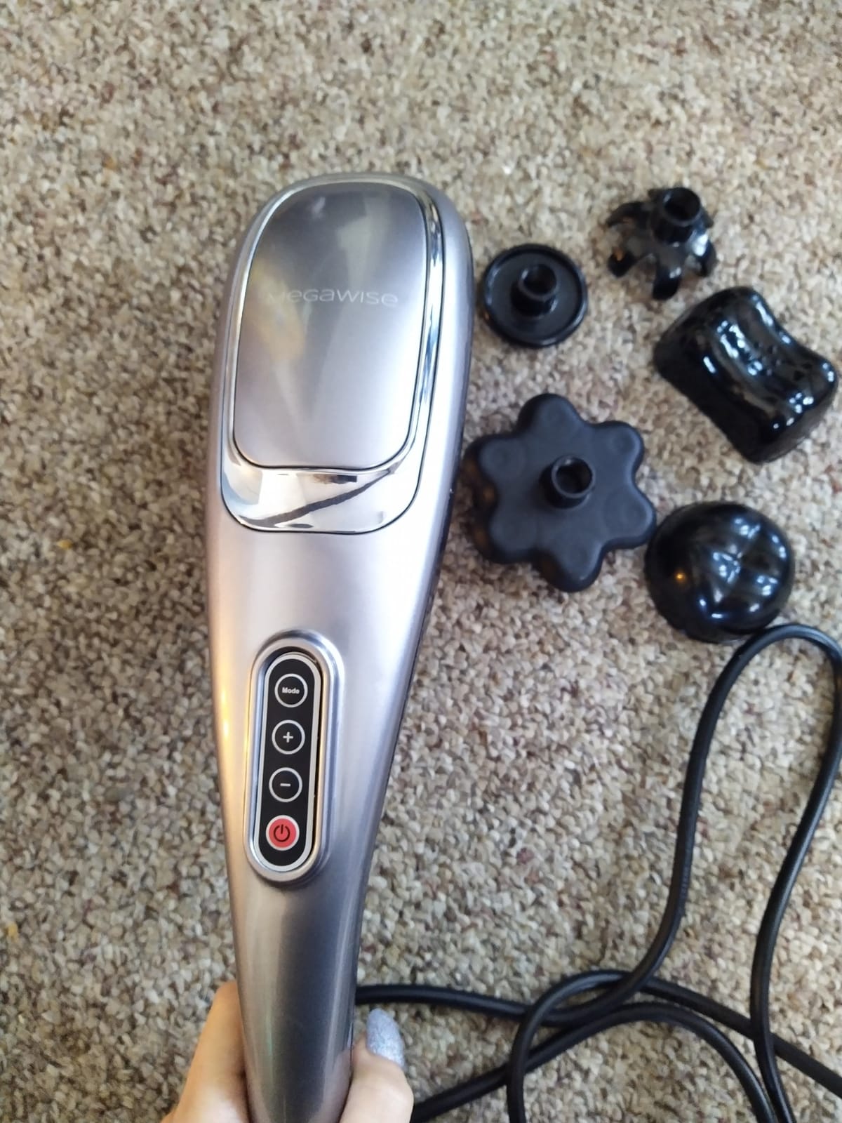 MEGAWISE Handheld Percussion Massager for Back, 3600 RPM, 5 speeds, 7 Heads customer photo 1