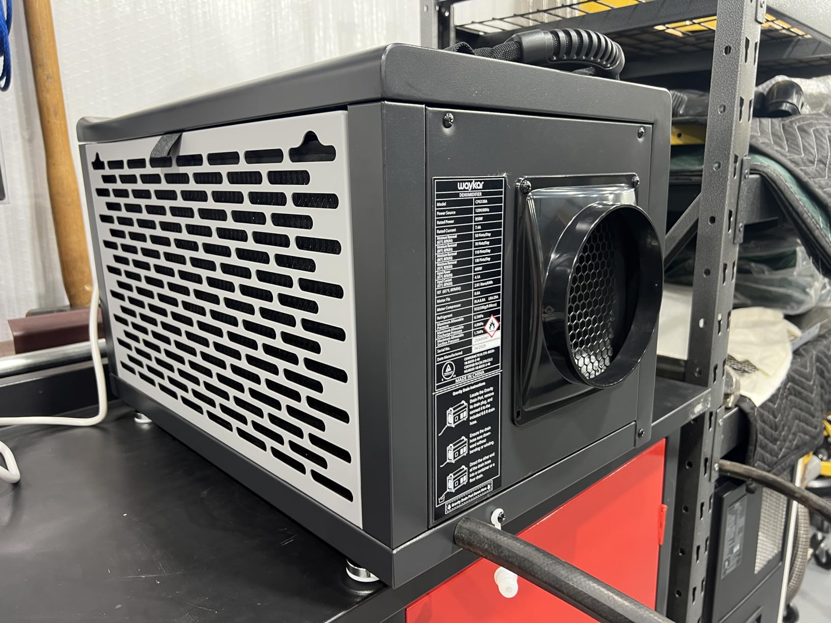 Waykar 158 Pint Dehumidifier for 7500 Sq.Ft Crawl Space with Remote Control | HVAC Dual Duct, With Drain Hoses, 10-90% RH, For Commercial, Basement, Whole Home, Water Damage, 5-Year Quality Coverage customer photo 2