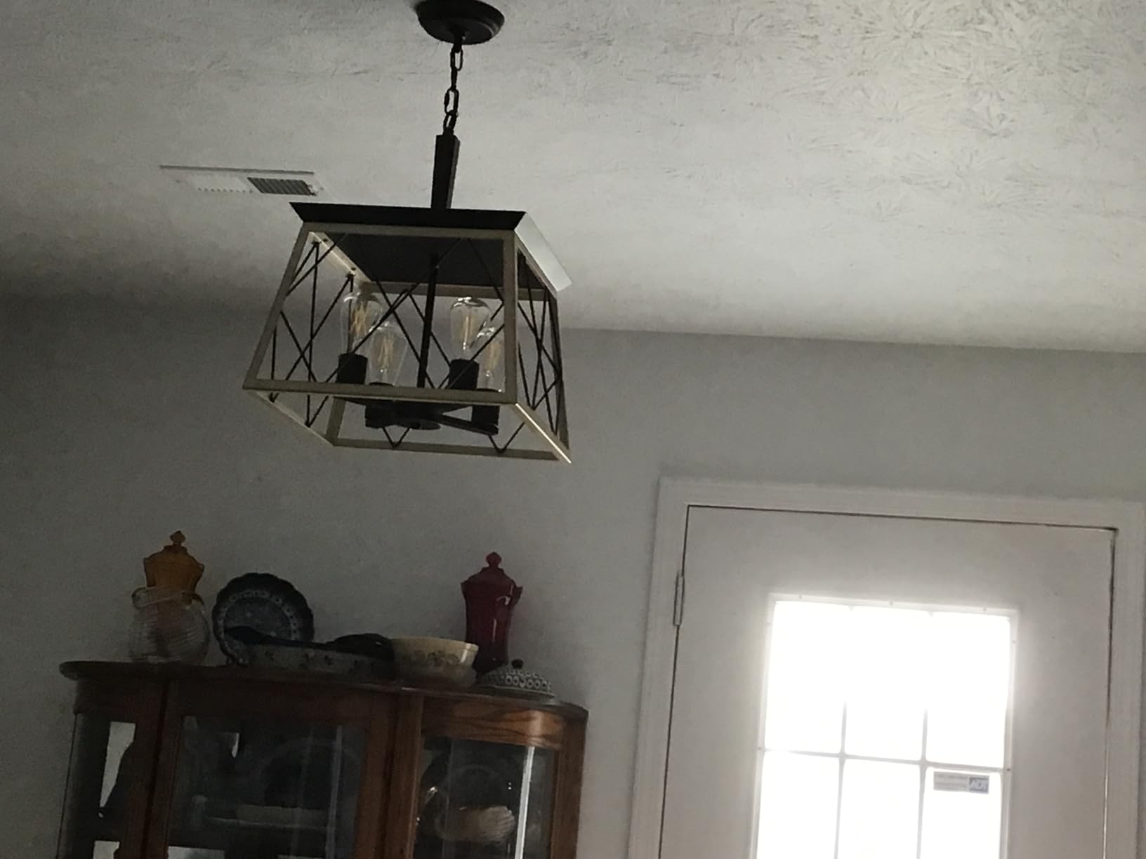 Q&S Farmhouse Dining Room Pendant Light Fixture,1-Light Industrial Chandelier Hanging Small Lights for Hallway Entryway Patio Kitchen Island D9.5 UL Listed customer photo 1