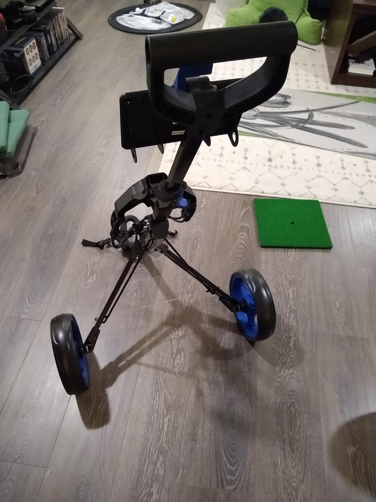 SereneLife Golf Push Pull Cart with Deluxe Scorecard Holder, Adjustable Handle, Upper & Lower Strap Brackets, Lightweight Foldable Design with Quick Brake & Compact Folding customer photo 1
