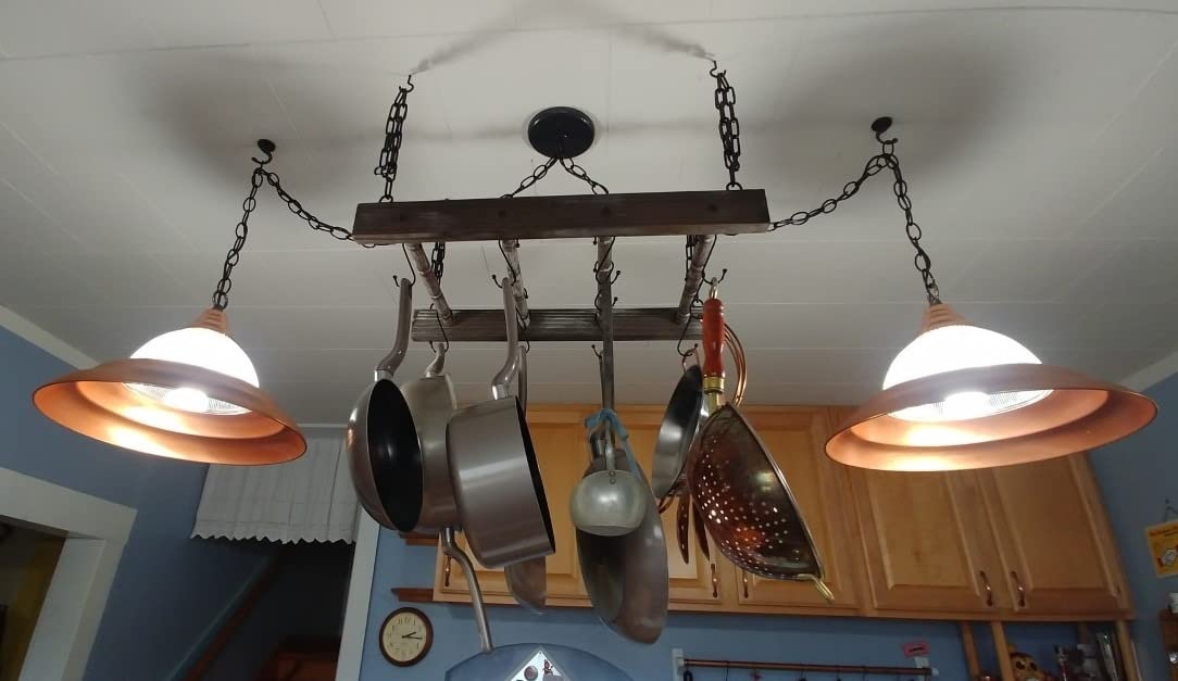 J JACKCUBE DESIGN Hanging Pot Rack Pan Ceiling Wall Mounted Hanger Multi- Purpose Rustic Wood and Metal Cookware Kitchen Storage Organizer With Utility 16 Hooks - MK603B customer photo 2
