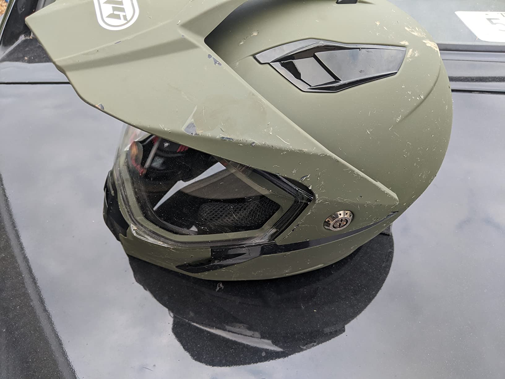 MMG Adult Dual Sport Full Face Helmet, Dirt Bike/ATV/Street, Green, Medium customer photo 2