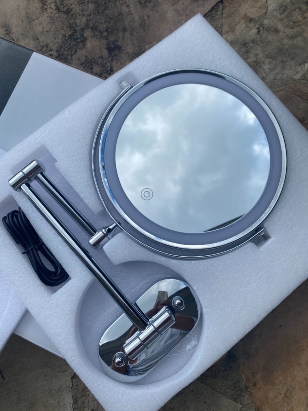 FUNTOUCH 5000mAh Rechargeable Wall Mounted Lighted Makeup Mirror 1X30X customer photo 2