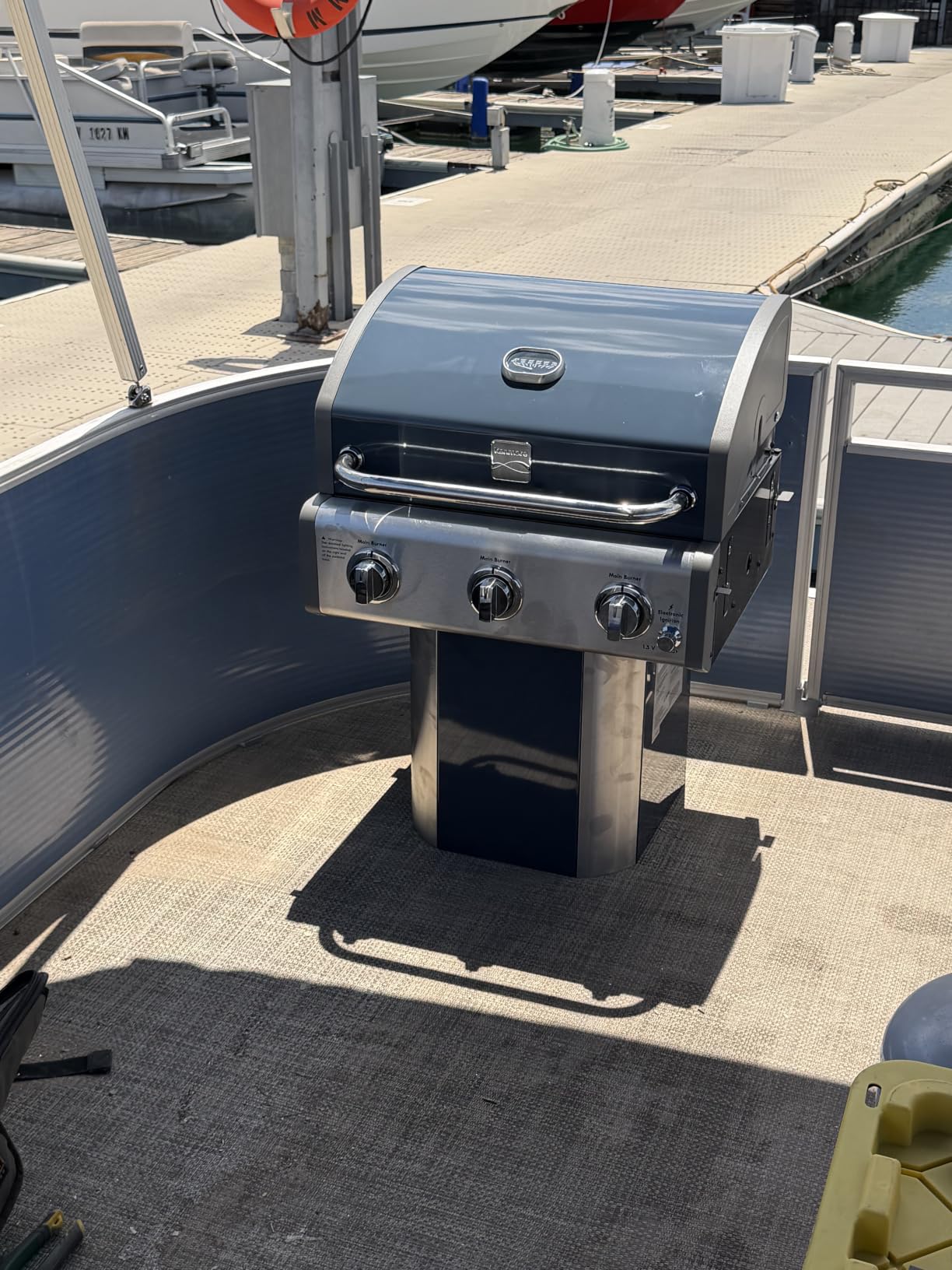 Kenmore 3-Burner Propane BBQ Grill, 30,000 BTUs Gas Grill with Cast Iron Cooking Grates, Folding Side Tables & Wheels, Outdoor Grill with Tool Hooks, Teal customer photo 2