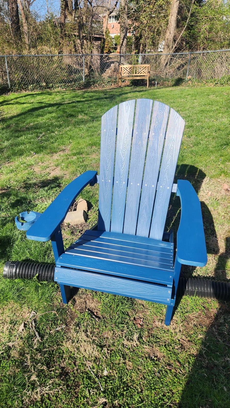 YEFU Adirondack Chair with Cup Holder, All-Weather Outdoor Chair, Blue customer photo 1