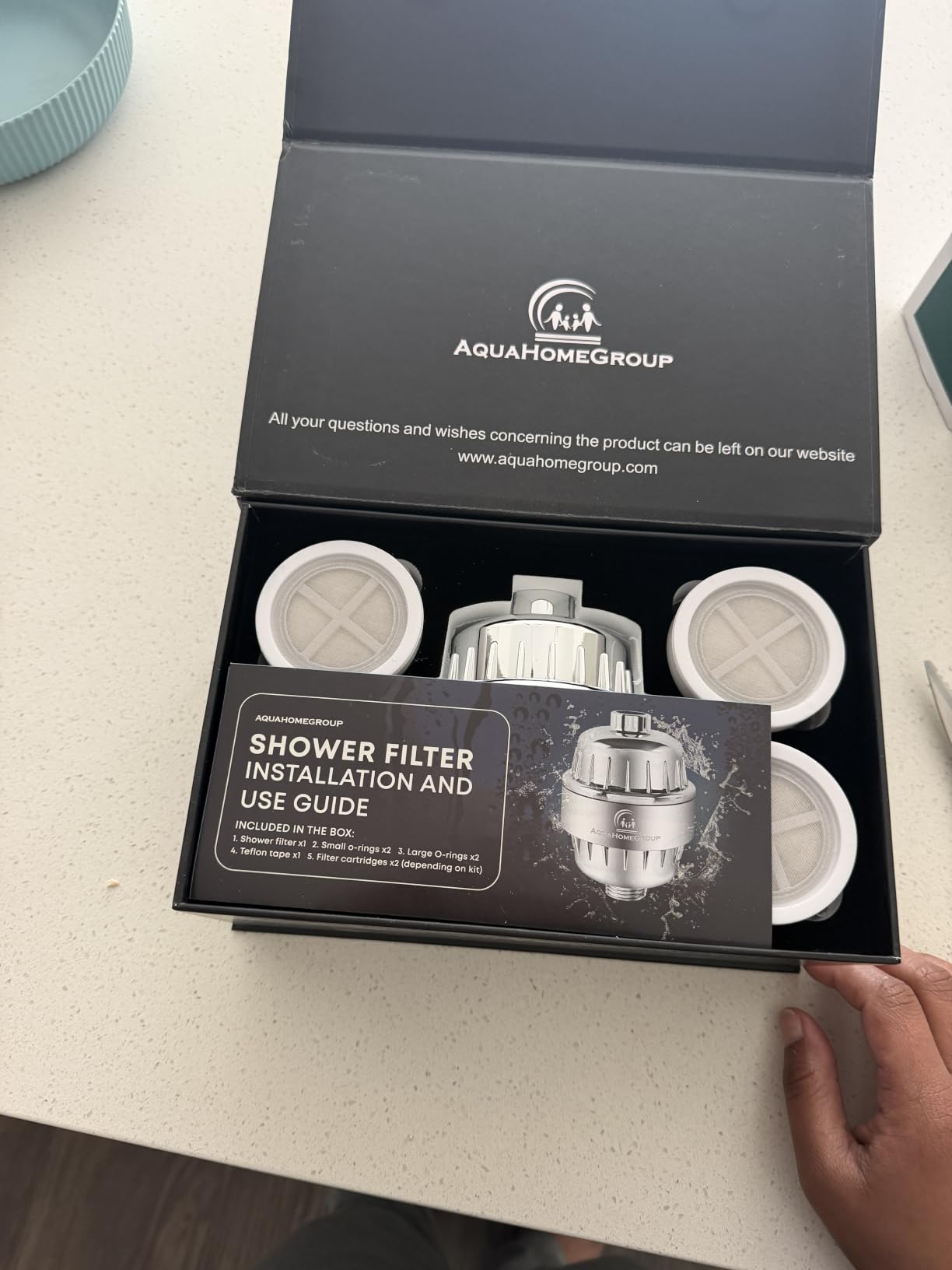 AquaHomeGroup Shower Head Filter — 20-Stage + 5 Replacement Cartridges — Reduces Chlorine and Other Chemicals — Vitamin C, E & A Shower Filter for Healthier Skin & Hair customer photo 2