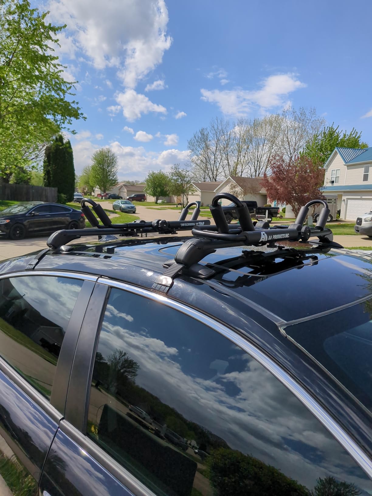J-Style Bilateral Folding Kayak Carrier for Canoe, 180° Folding Motion Kayak Roof Rack for SUP,Surfboard and Ski Board on SUV, Car and Truck customer photo 1