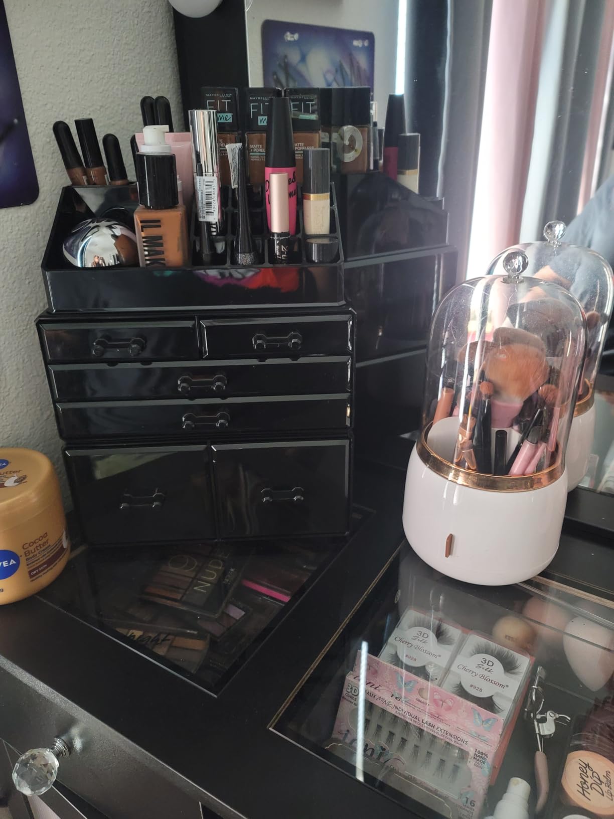 READAEER Makeup Organizer 3 Pieces Cosmetic Storage Case with 6 Drawers (Black) customer photo 1