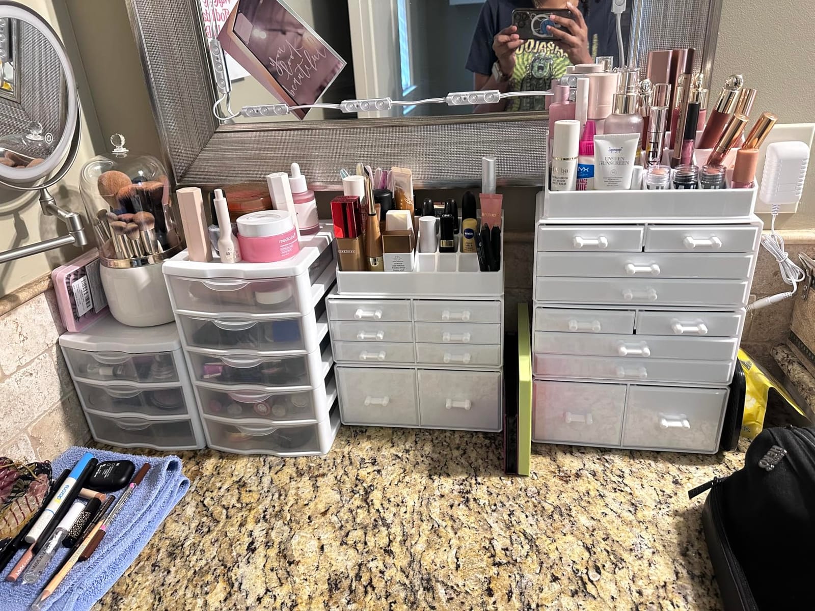 READAEER Makeup Organizer 3 Pieces Cosmetic Storage Case with 6 Drawers (Black) customer photo 2