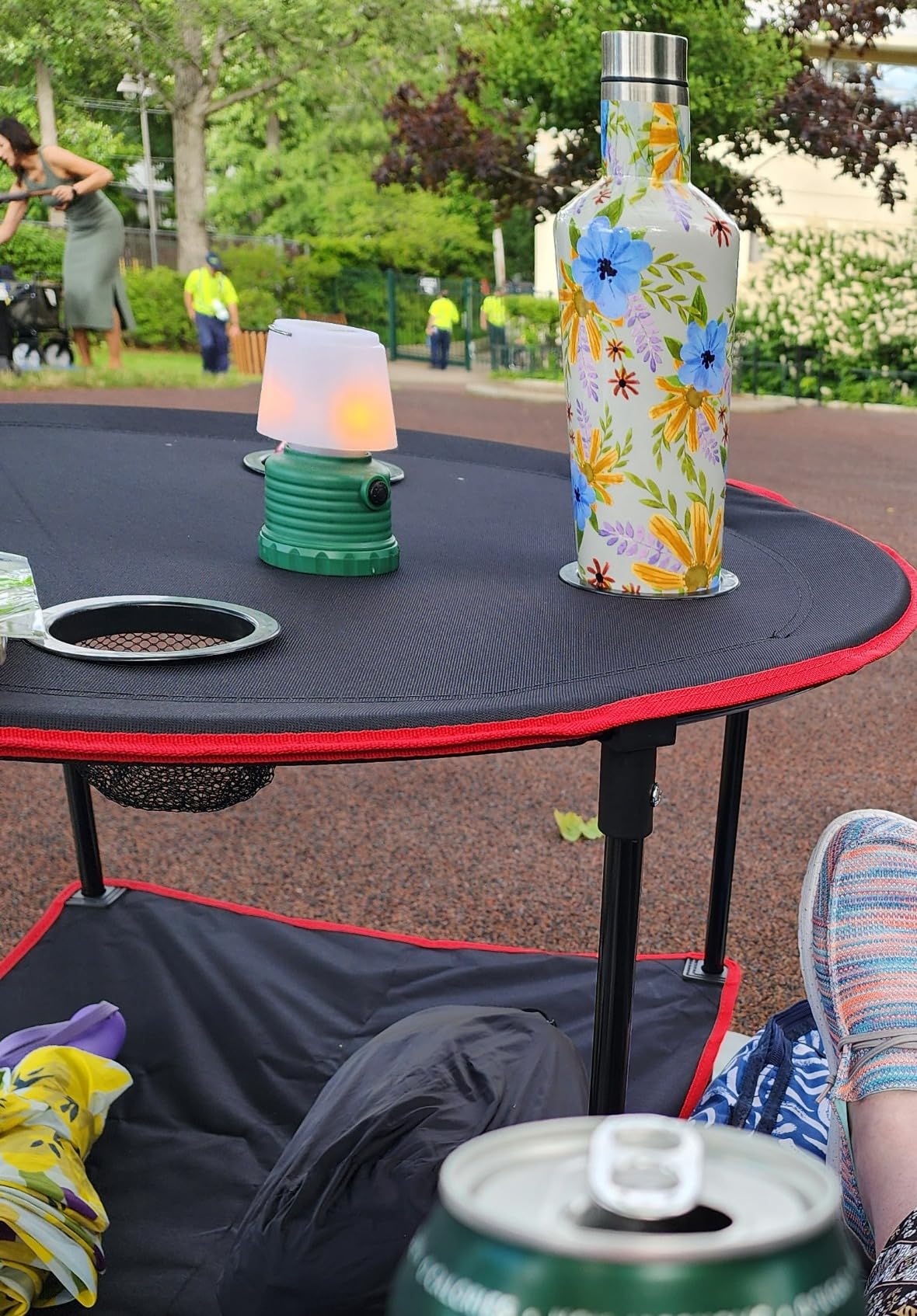 Portable Camping Table Folding Picnic Tables Lightweight Folding Table Waterproof Canvas Beach Table for Outside with 4 Cup Holders & Carry Bags for Camping, Beach, Campfires and Tailgating customer photo 1