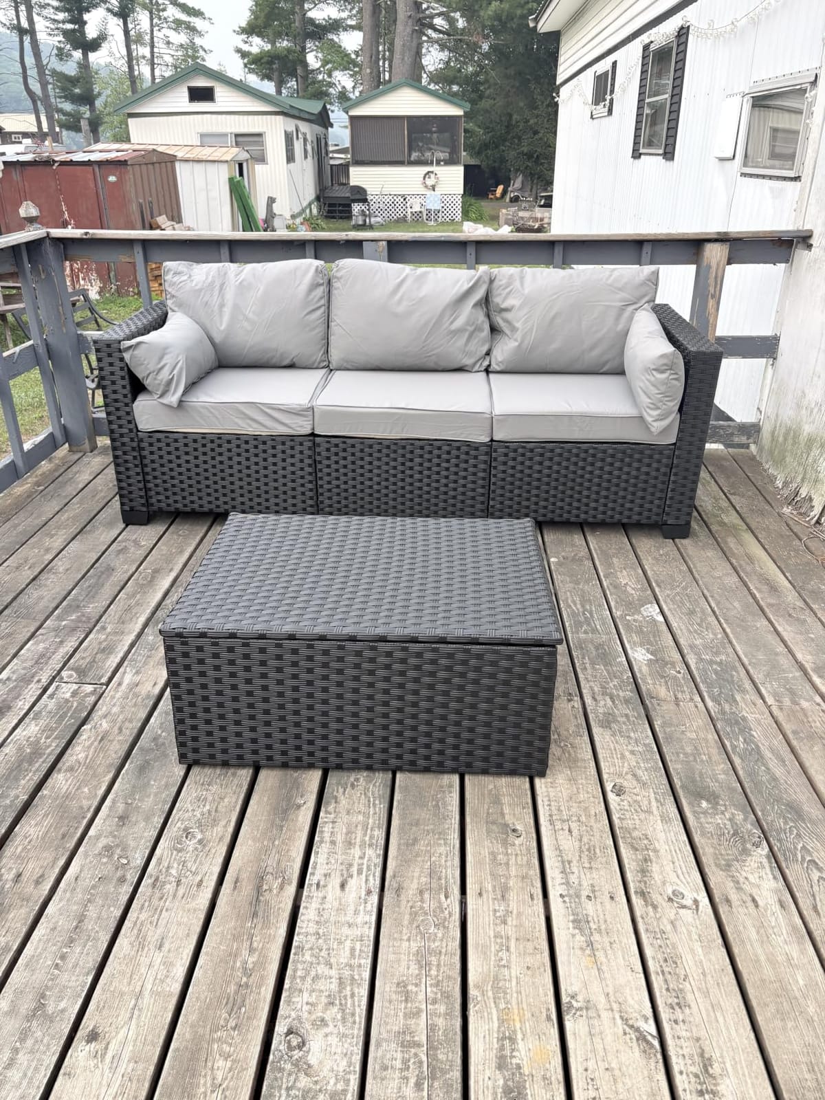 Rattaner Patio Wicker Furniture Set 6 Pieces Outdoor HDPE Wicker Conversation Couch Sectional Chair Sofa Set with Grey Cushions customer photo 1