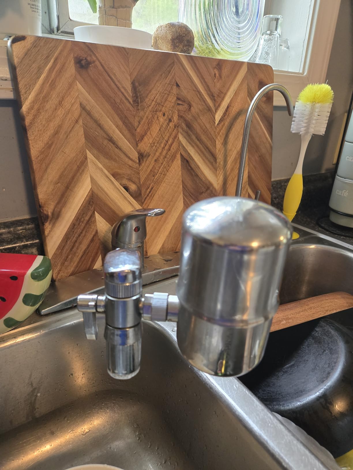 WINGSOL Stainless Steel Water Filter for Sink Faucet, NSF/ANSI 42&53, 360° Rotating Tap Purifier, Reduce Heavy Metals 99.6% Lead, Improve Taste, 250 Gallons Mineral pH+ Water, Reinforced Housing customer photo 2