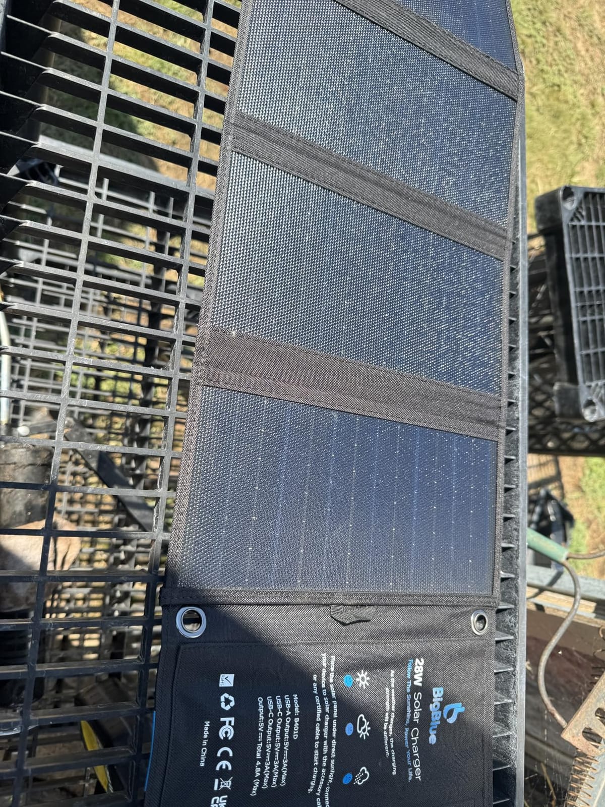 [Upgraded Tiny Solar Charger] BigBlue 14W Solar Panels with USB-A Port(5V/2.4A Max), IPX4 Waterproof, Portable Solar Phone Charger for Hiking, Compatible with iPhone X/8/7, Tablet, Samsung LG etc customer photo 2