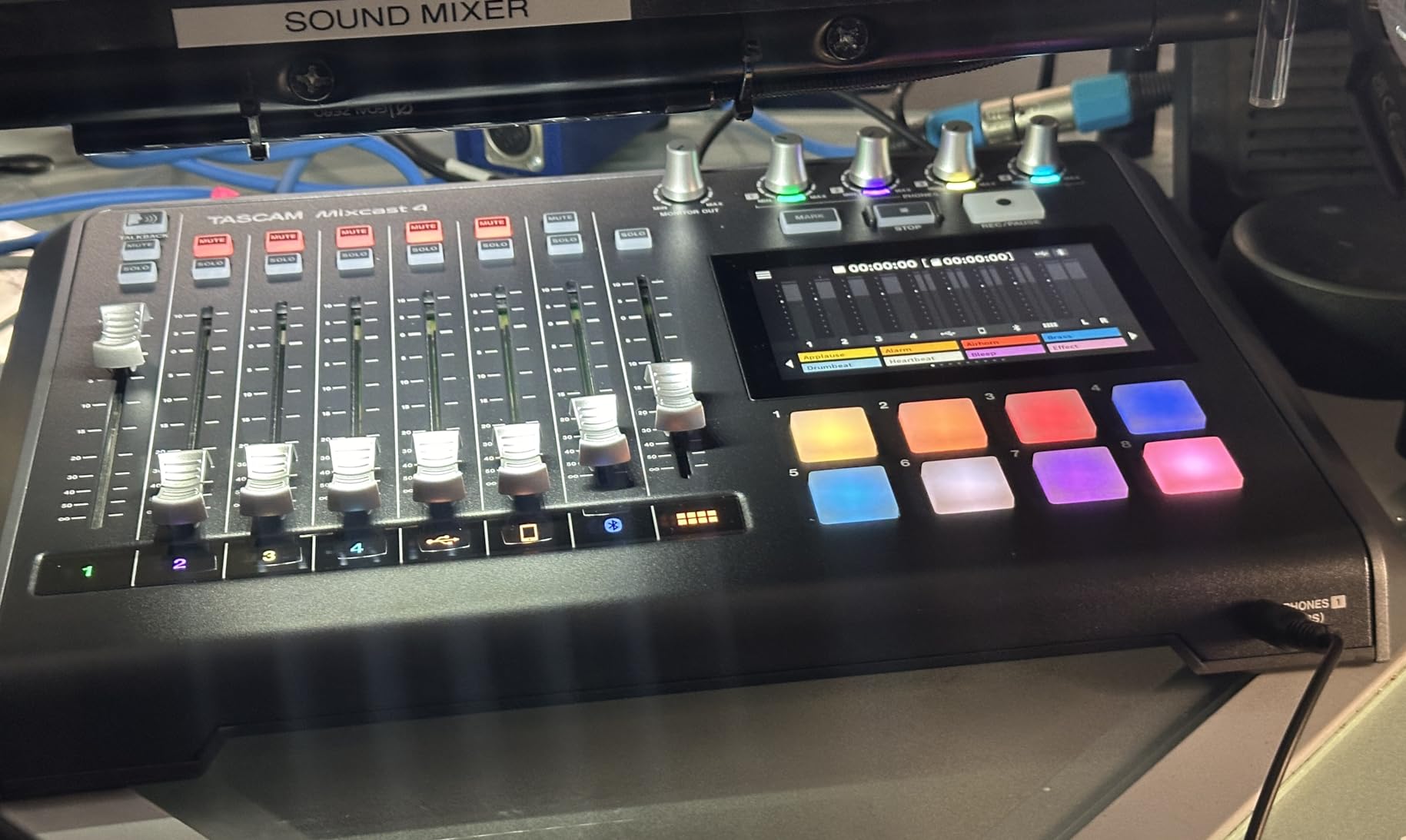 TASCAM Mixcast 4 Podcast Streaming Mixer, Recorder, and USB Audio Interface — Four XLR/TRS Mic Inputs, Touch Screen and Editing Software Included customer photo 1
