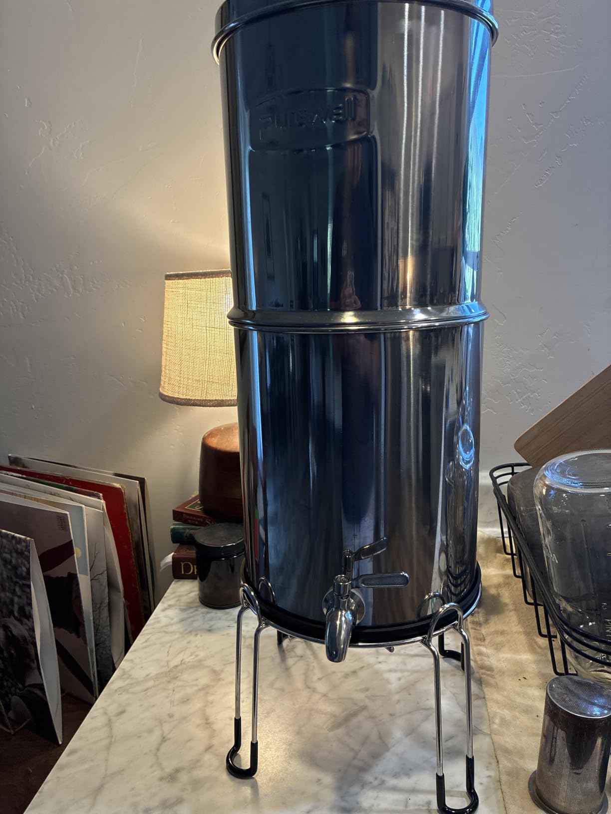 Purewell 3-Stage 0.01μm Ultra-Filtration Gravity Water Filter System, NSF/ANSI 42&372 Certification, 304 Stainless Steel Countertop System with 2 Filters and Stand, Reduce 99% Chlorine, 2.25G, PW-OB customer photo 2