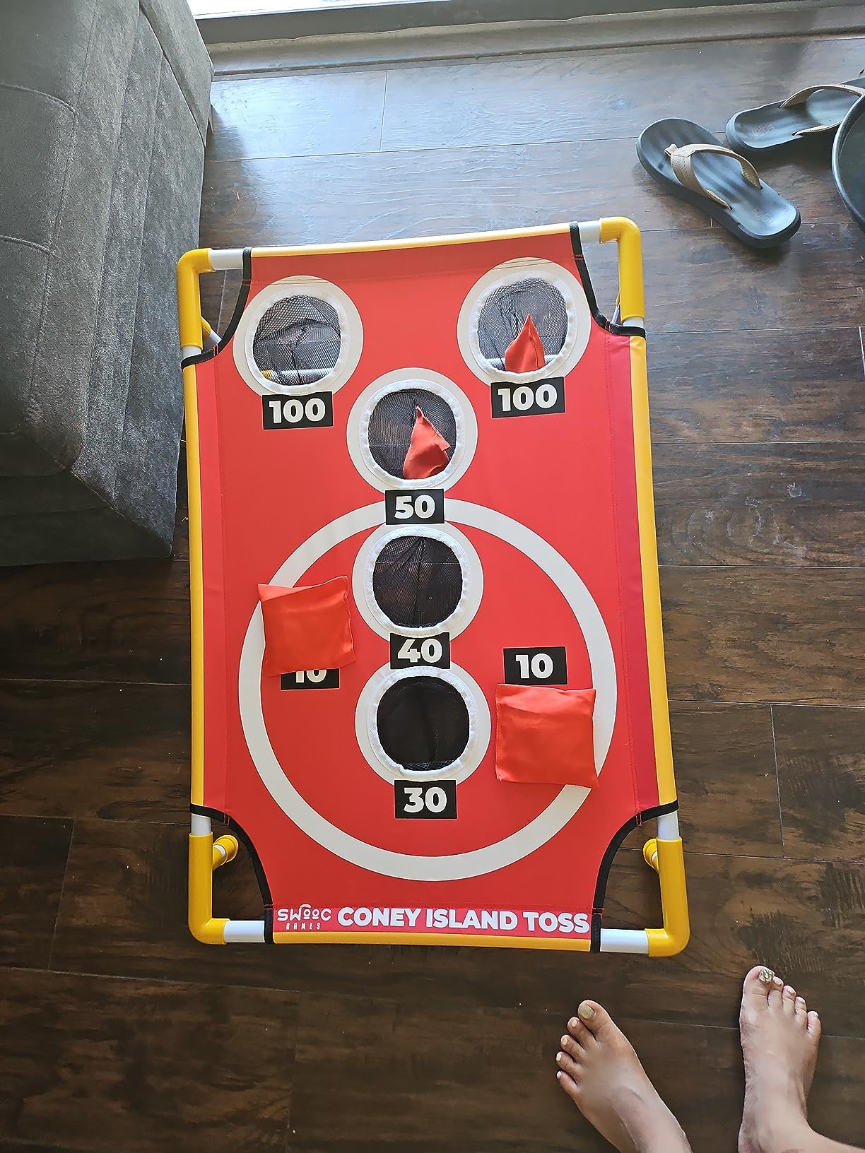 Swooc Games - Coney Island Toss™ - Arcade Style Cornhole Board Set w/Carrying Case & 15+ Games - Corn Hole Games for Adults - Kids Bean Bag Toss Game - Kids Cornhole Set w/Bags - Outdoor Yard Games customer photo 2