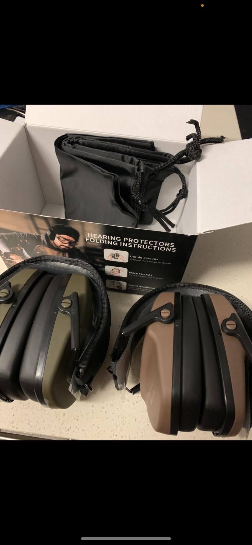 PROHEAR 016 Shooting Ear Protection Earmuffs 2 Pack, NRR 26dB for Gun Range, Hunting -Black and Green customer photo 2