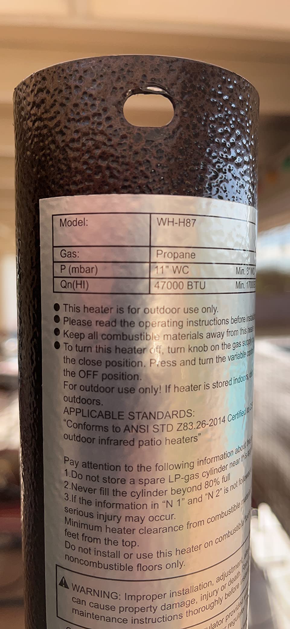 Hykolity 50,000 BTU Propane Patio Heater with Table Design, Stainless Steel Burner, Triple Protection System, Wheels, Outdoor Heaters for Patio, Garden, Commercial and Residentia, Black customer photo 2