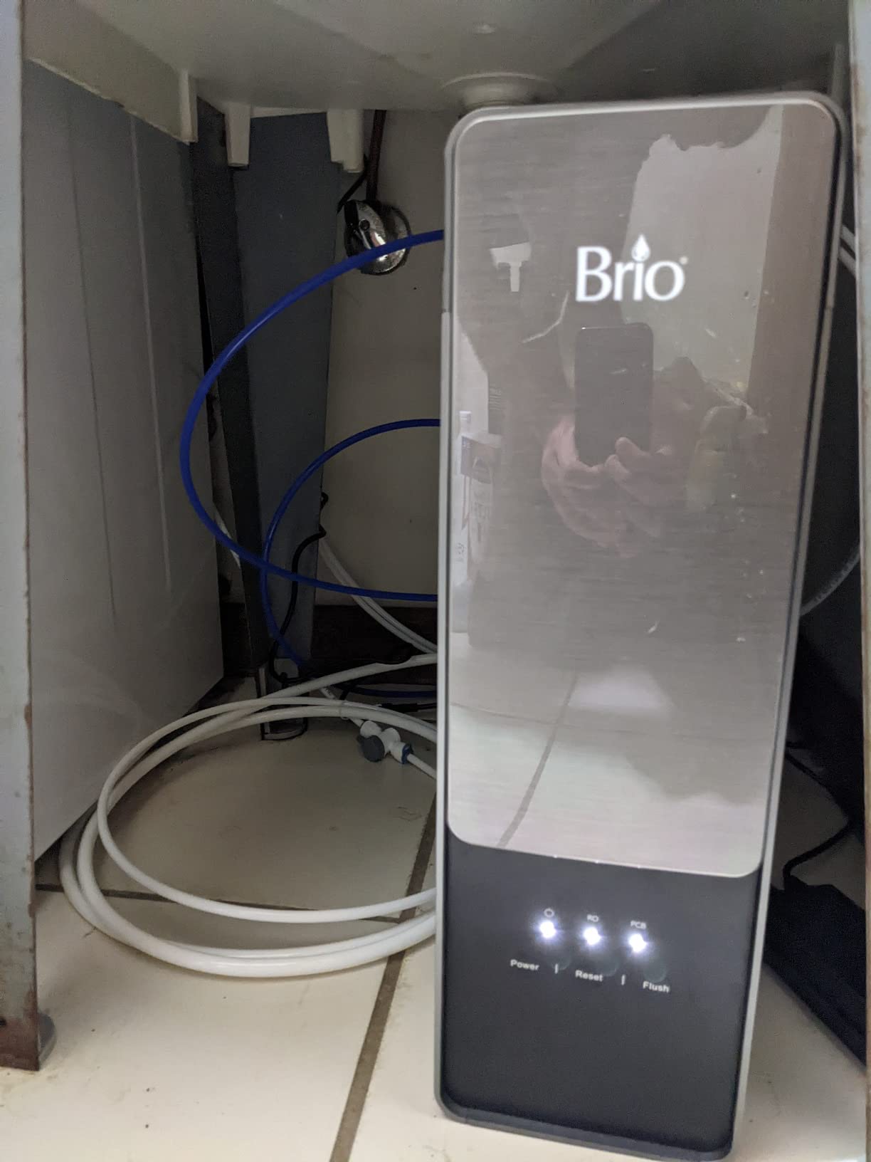 Brio AQUUS TROE800COL Reverse Osmosis Water Filtration System, 4-Stage Tankless RO Water Filter System for Under Sink, 800 GPD, 2:1 Pure to Drain, Reduces TDS, Smart Faucet, USA Support, Black/Silver customer photo 1