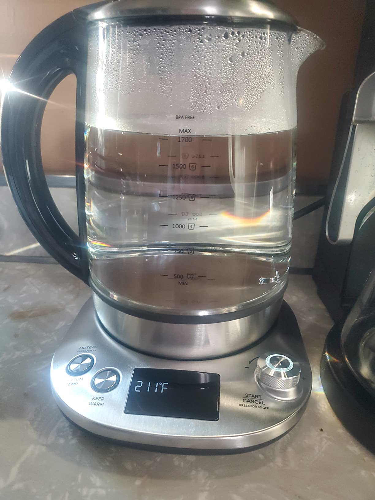 Mecity Electric Tea Kettle with Removable Infuser, 9 Preset Brewing Programs, Temperature Control, 2 Hours Keep Warm, Borosilicate Glass, 1.7 Liter, 1200W customer photo 1