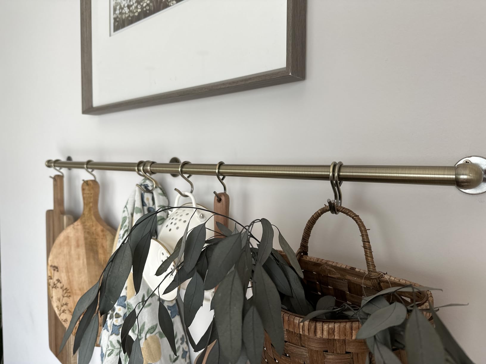 ROTHLEY 39.4 Inch Stainless Steel Wall Mounted Hanging Pot and Pan Rack with Adjustable S Hooks, Antique Copper customer photo 2