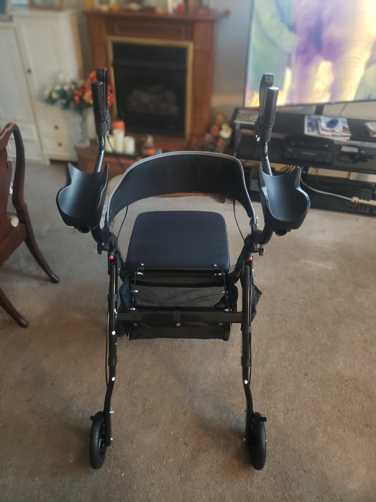 BlessReach Heavy Duty Upright Rollator Walker for Seniors with Seat, Blue customer photo 2