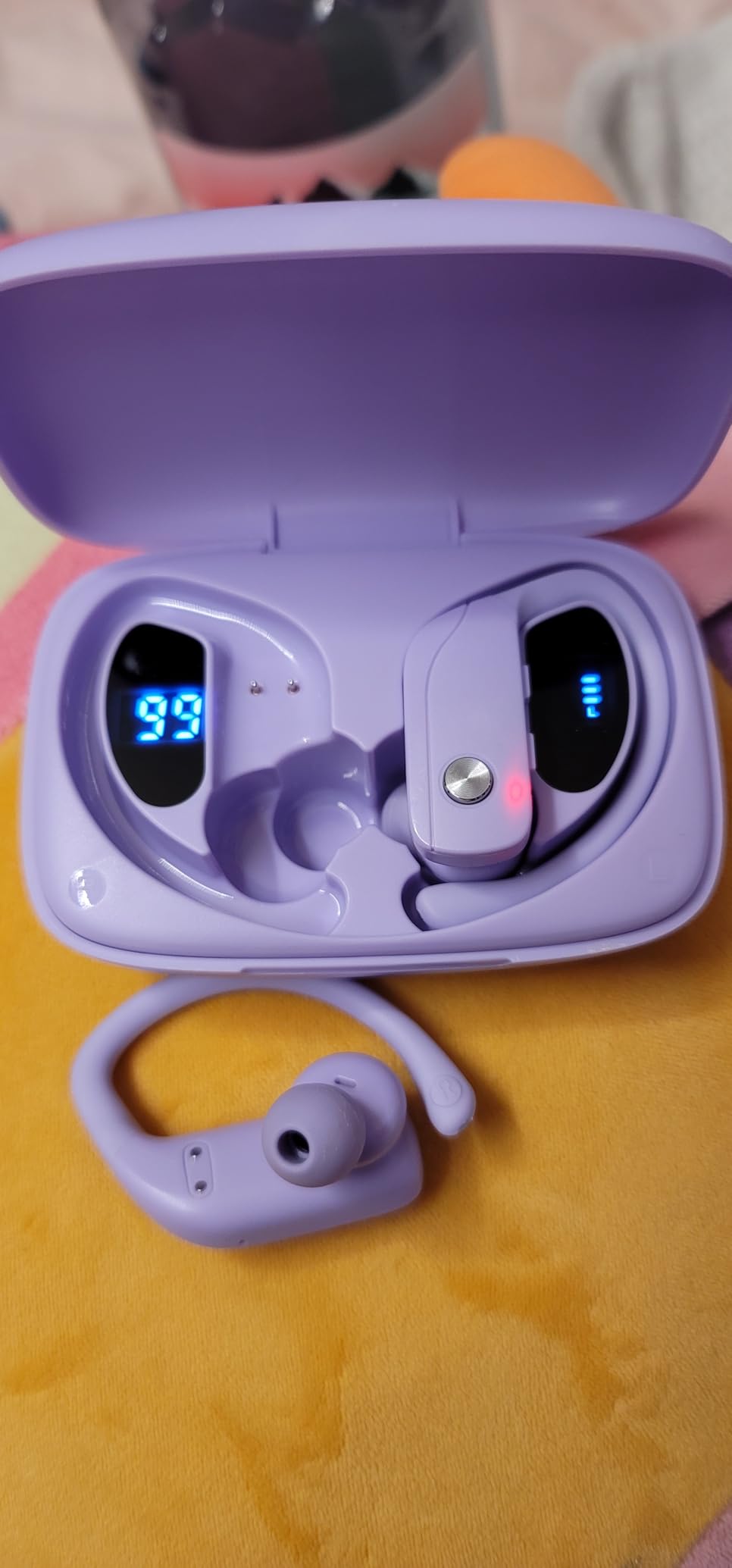bmani Ear Buds Wireless Earbuds Bluetooth Headphones with 80H Playtime LED Display Case, Over-Ear Hook with Mic, Stereo Sound, Easy Button Controls, Sports Earphones for Running Workout Gym Green customer photo 2