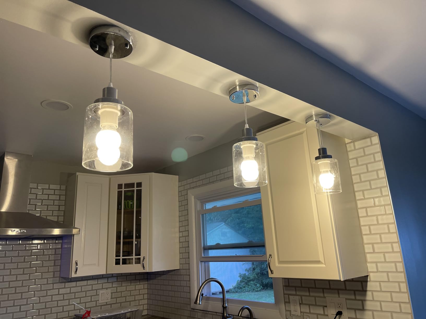 WimiSom Industrial Pendant Lighting, Modern Clear Glass Shade Farmhouse customer photo 1