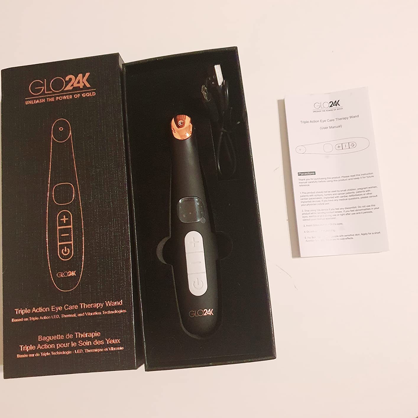 GLO24K Heated Eye Massager Wand with Vibration for Under-Eye Care customer photo 2