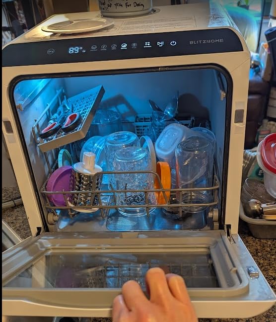 BLITZHOME Portable Dishwasher Countertop, WIFI Smart Dishwasher, Compact Dishwashers with 5L Built-in Water Tank, 6 Programs, 360° Dual Spray, High-Temp& Air-Dry Function, Fruit Cleaning customer photo 1