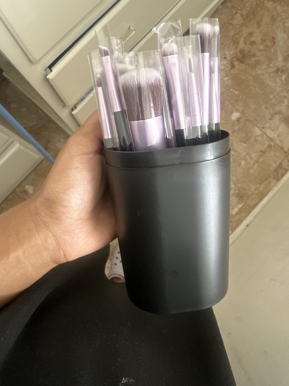 BS-MALL Makeup Brushes Premium Synthetic Foundation Powder Concealers Eye Shadows 14 Pcs Purple for Makeup Beginner or Professional with Travel Case customer photo 1