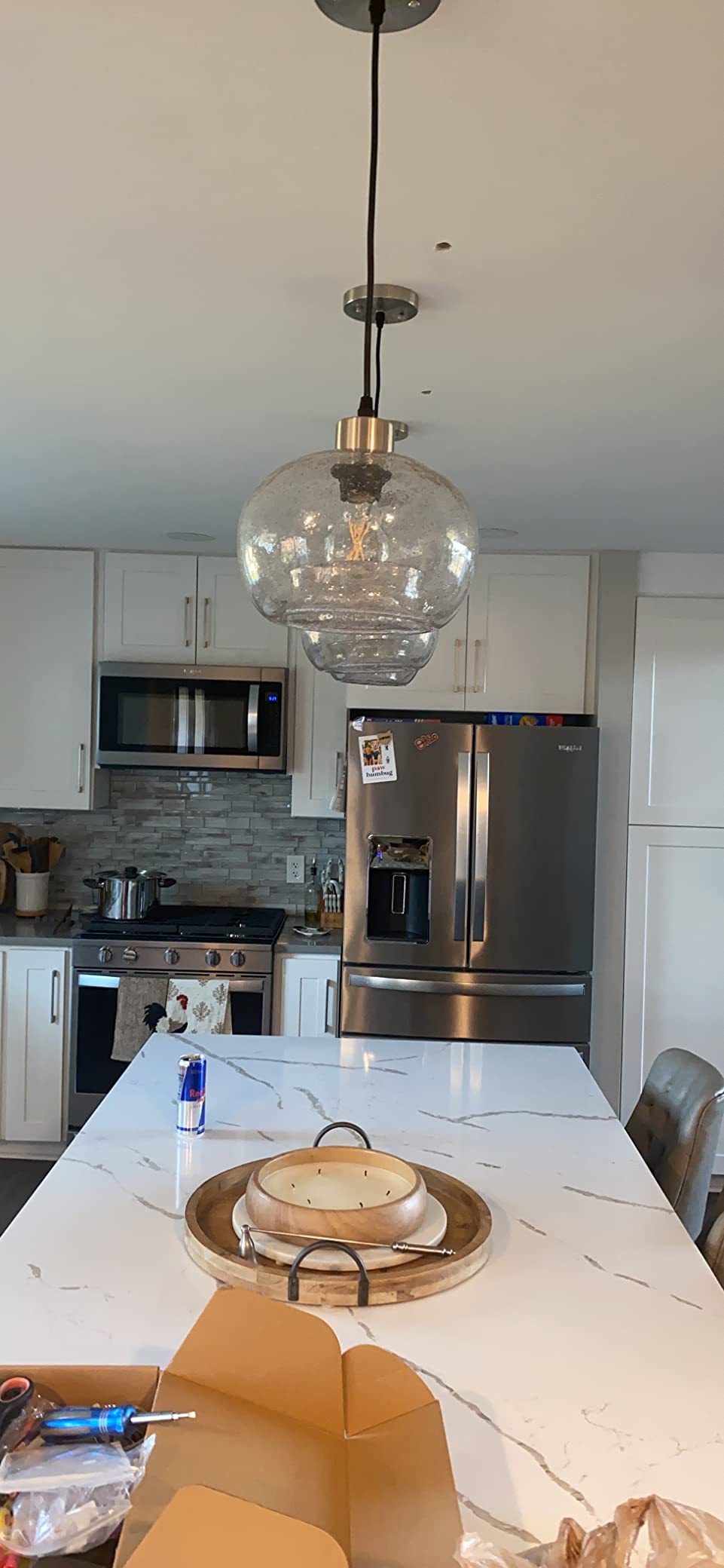 CASAMOTION Glass Pendant Lights, Marble Clear, 2 Pack customer photo 1