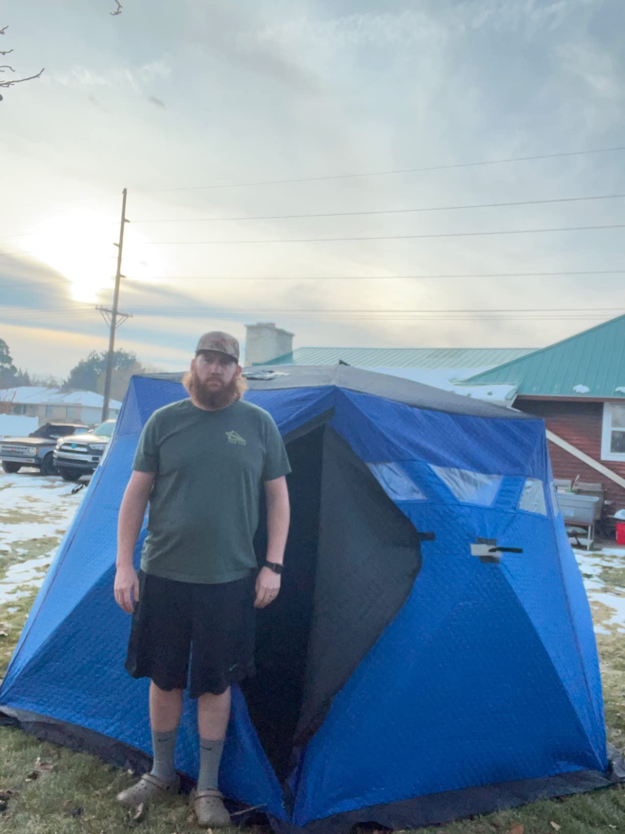 Outsunny 4 Person Insulated Pop-Up Ice Fishing Shelter, 360-Degree View, Portable Ice Fishing Tent Shanty with Carry Bag, Two Doors and Anchors for Low-Temp -22℉ customer photo 2