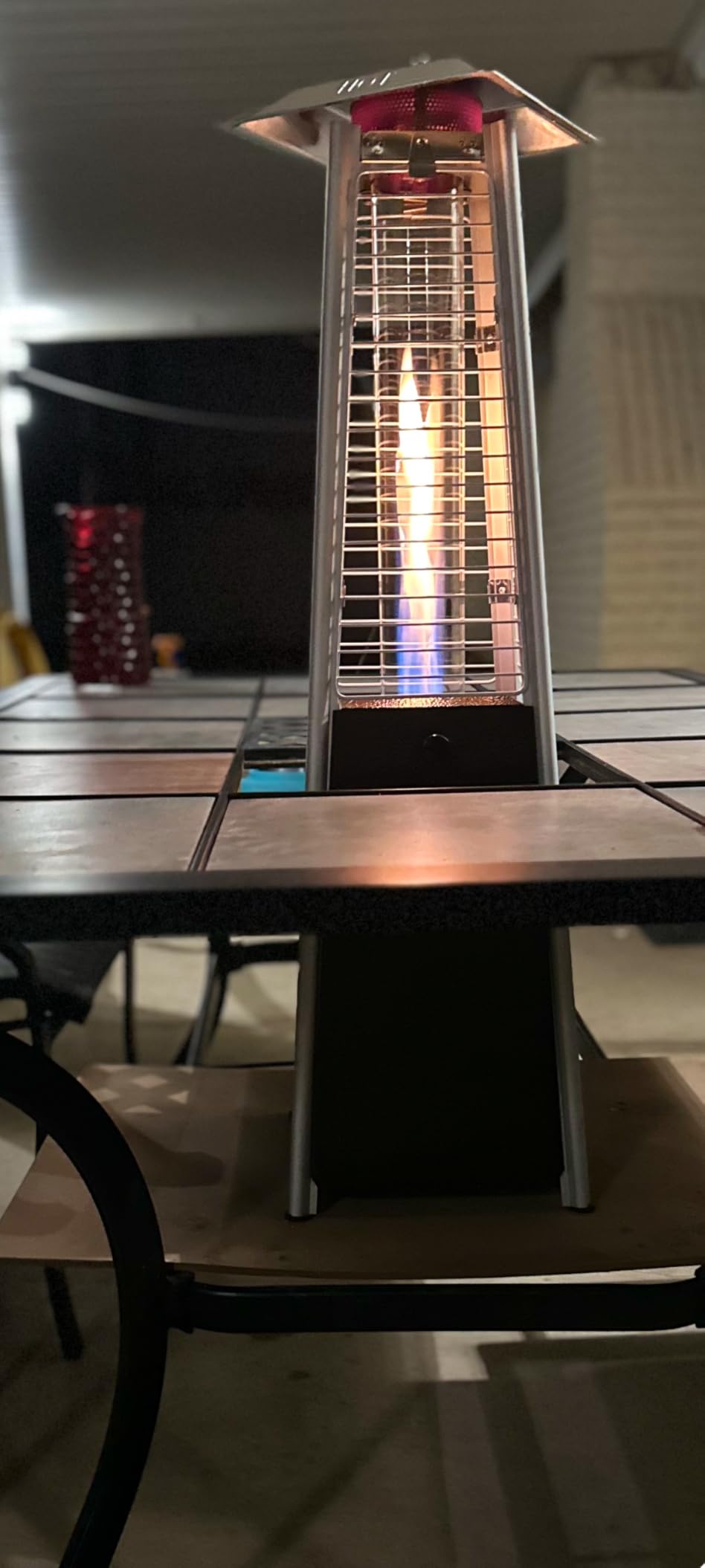 Giantex Pyramid Patio Heater, 9500 BTU Tabletop Portable Propane Heater w/Glass Tube, Simple Ignition System, Dancing Flame, CSA Certification, 35