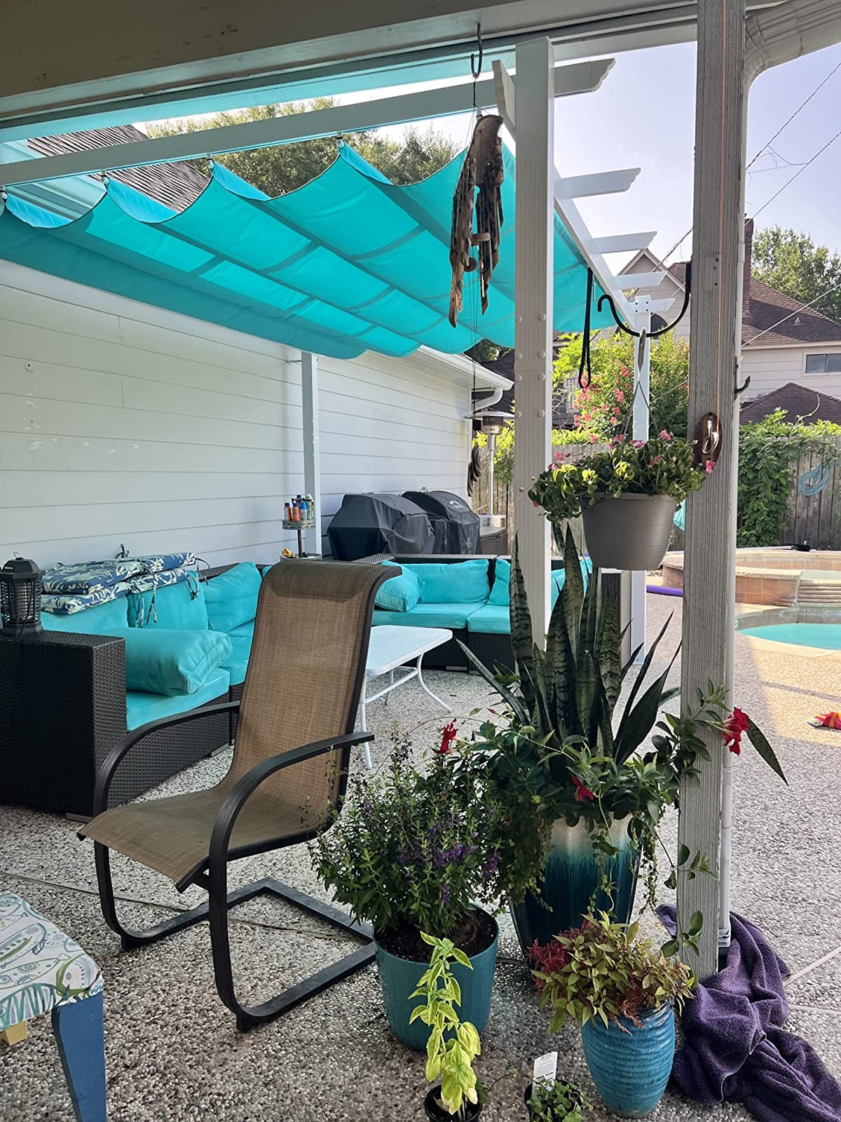 PURPLE LEAF Patio Pergola 10' x 13' Retractable Canopy Metal Frame, White customer photo 1