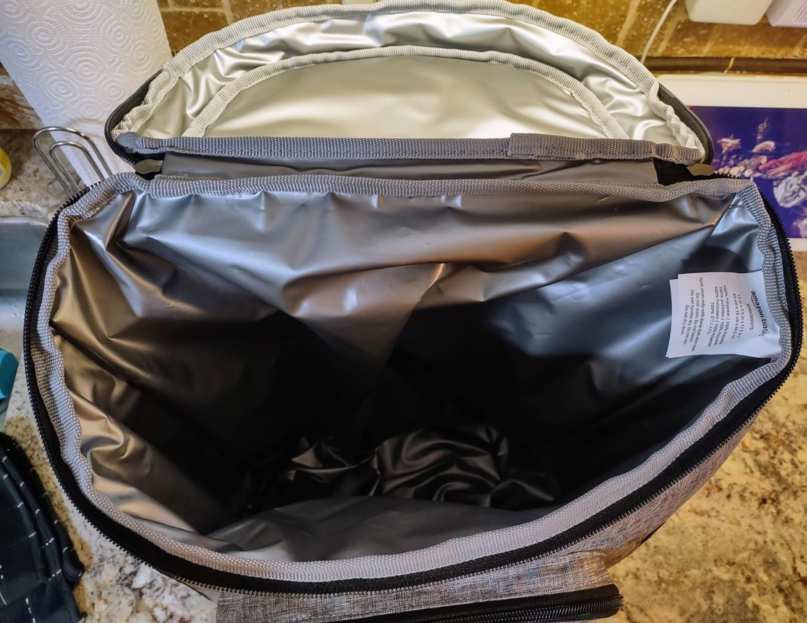 Amazon Basics Insulated Cooler Backpack for Camping and Hiking, Portable Soft Sided Cooler with 30 Can Capacity, Leak-Proof, Water-Resistant, Gray customer photo 2