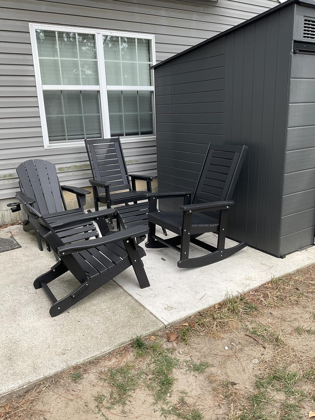 GREENVINES Folding-Adirondack-Chairs Set of 2, HDPE All Weather, Blue customer photo 2
