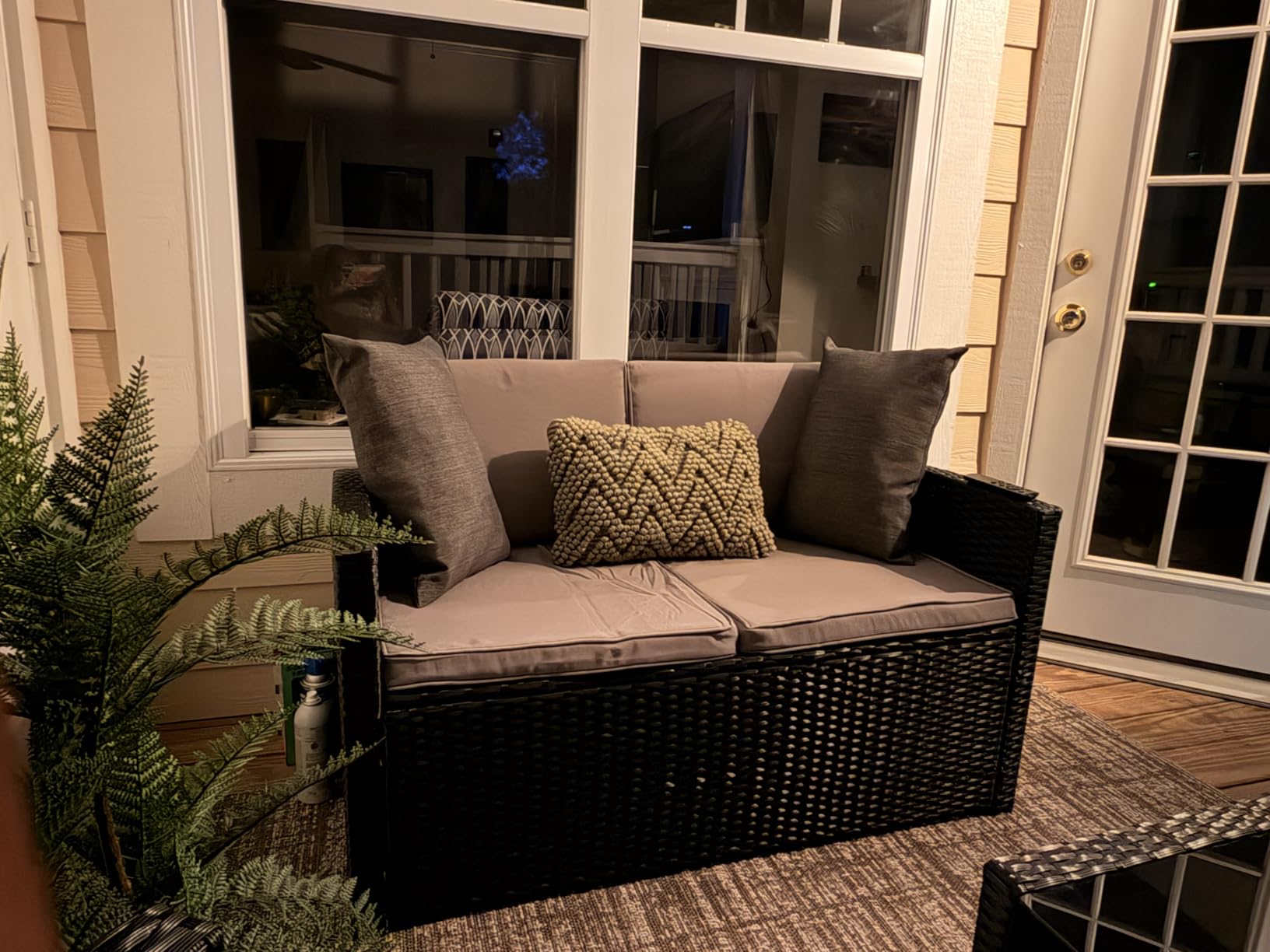 KROFEM 4 Piece Patio Furniture Set, Outdoor Wicker Conversation Set customer photo 1