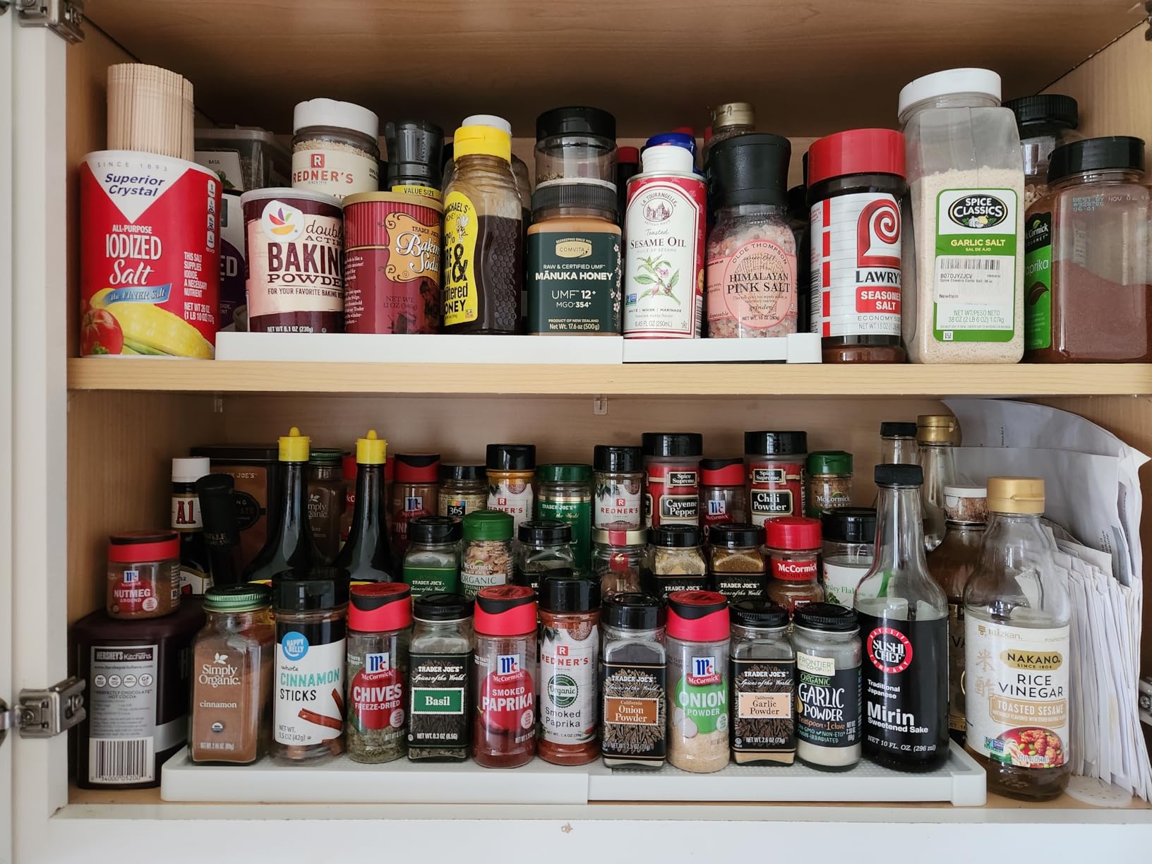 Expandable Spice Rack Organizer for Cabinet - 3 Tier Adjustable Cabinet Spice Organizer Easy Visibility - Spice Organizer for Cabinet Countertop Cupboard Pantry Organization (White) customer photo 1