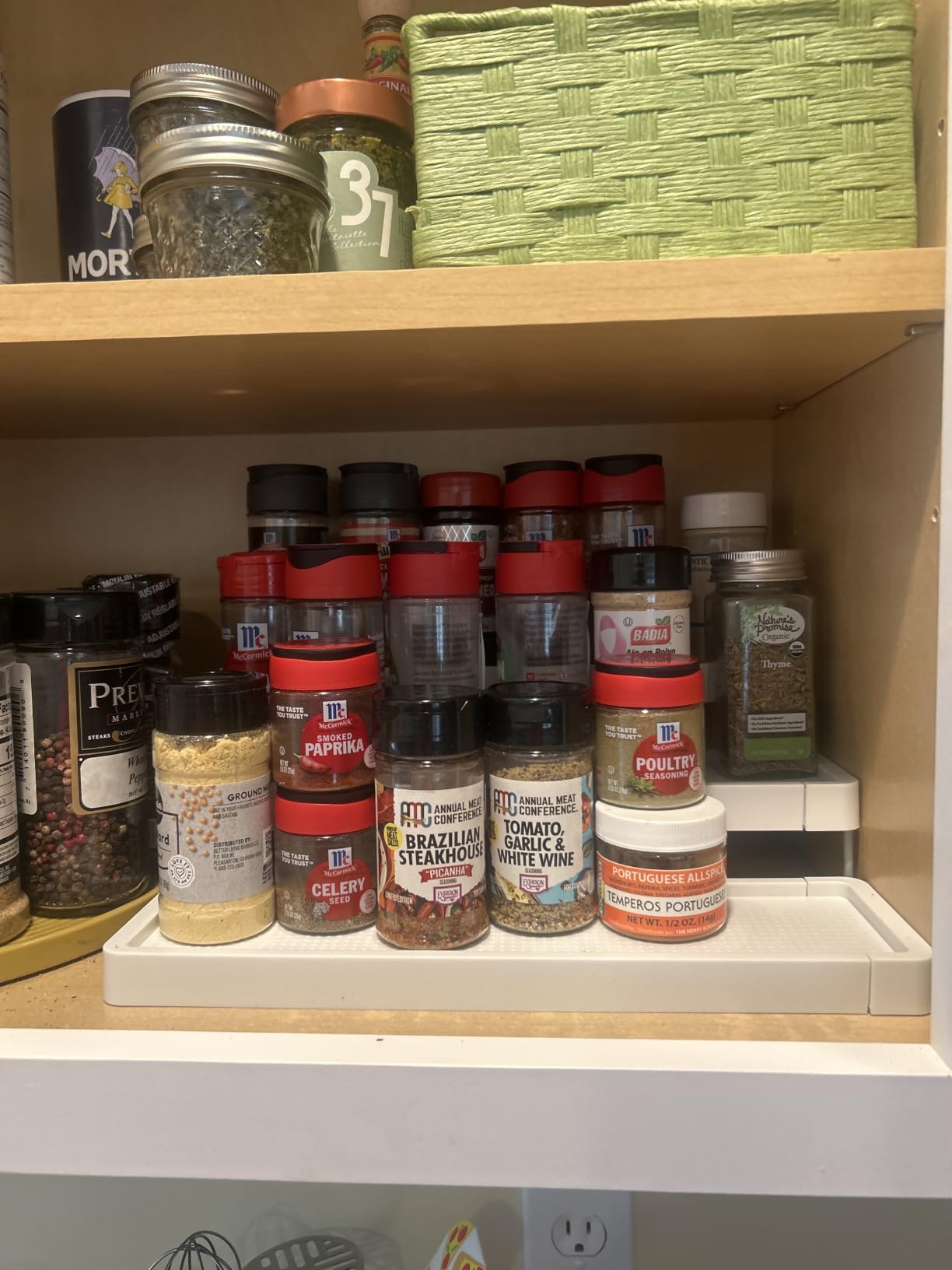 Expandable Spice Rack Organizer for Cabinet - 3 Tier Adjustable Cabinet Spice Organizer Easy Visibility - Spice Organizer for Cabinet Countertop Cupboard Pantry Organization (White) customer photo 2