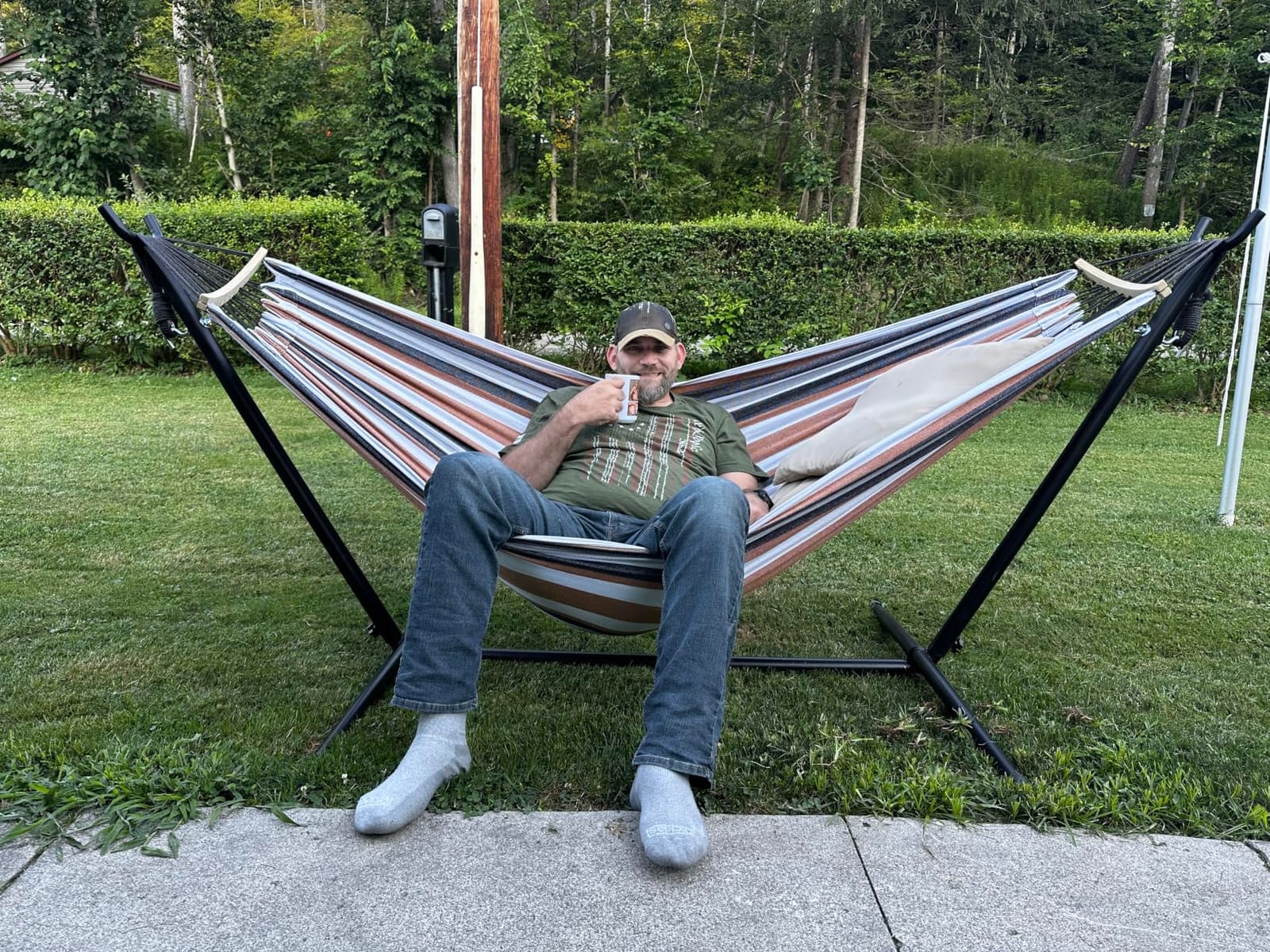 SZHLUX Hammock with Stand for Outside,Hamaca Con Base customer photo 1