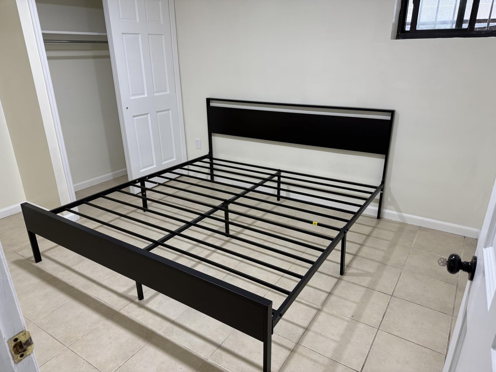 SHA CERLIN 14 Inch Queen Size Metal Platform Bed Frame with Wooden Headboard and Footboard, Mattress Foundation, No Box Spring Needed, Large Under Bed Storage, Non-Slip Without Noise, Black Oak customer photo 2