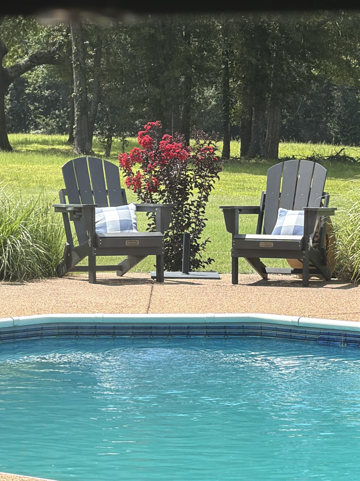 SERWALL Folding Adirondack Chair Set of 4 with Cup Holder for Fire Pit-Blue customer photo 1