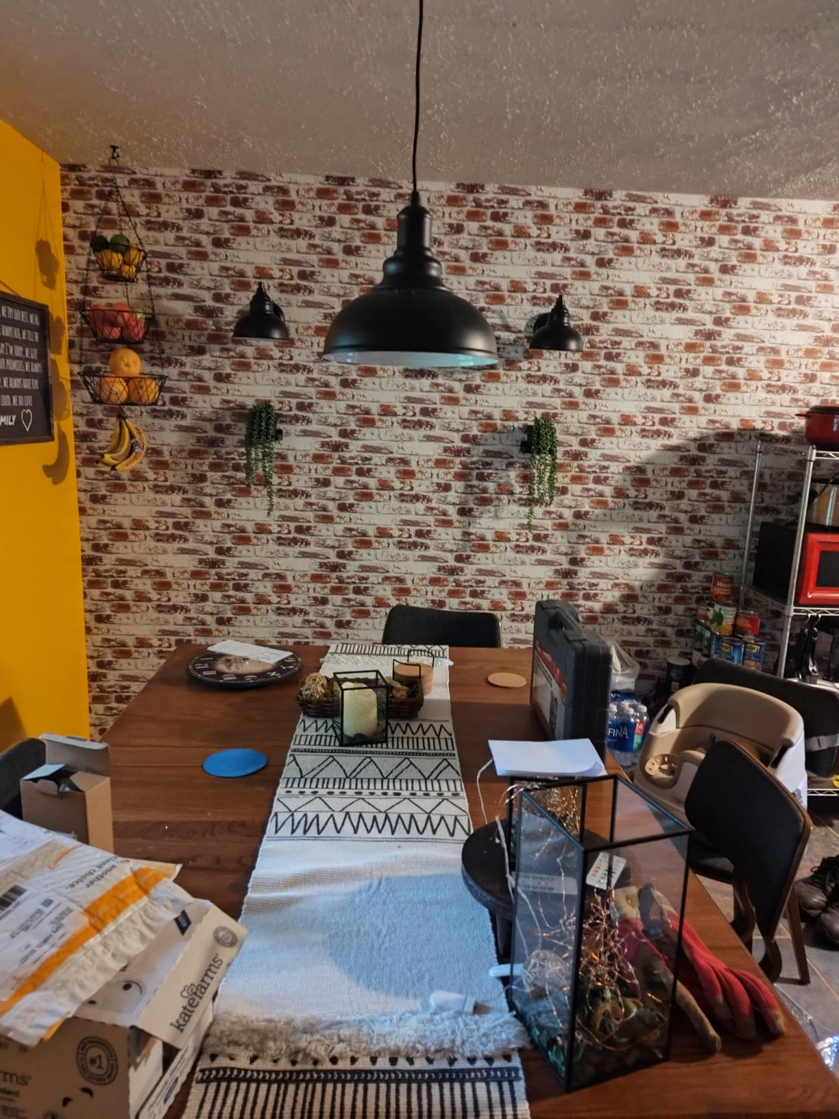 2PCS Matte Black Pendant Lights, Farmhouse Pendant Lamp with Metal Shade (White Inside), Industrial Pendant Lighting for Kitchen Island, Dining Room, Bedroom, Hallway, 316-2 customer photo 1