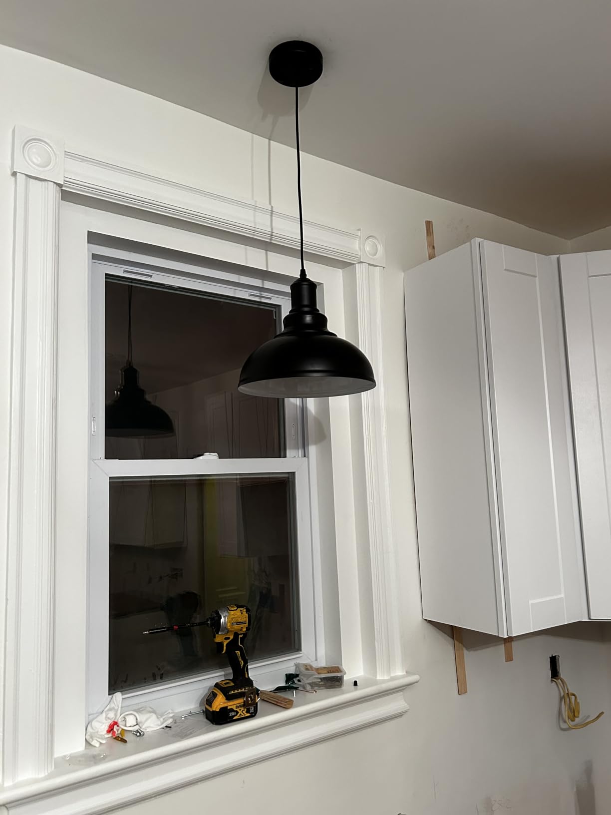 2PCS Matte Black Pendant Lights, Farmhouse Pendant Lamp with Metal Shade (White Inside), Industrial Pendant Lighting for Kitchen Island, Dining Room, Bedroom, Hallway, 316-2 customer photo 2