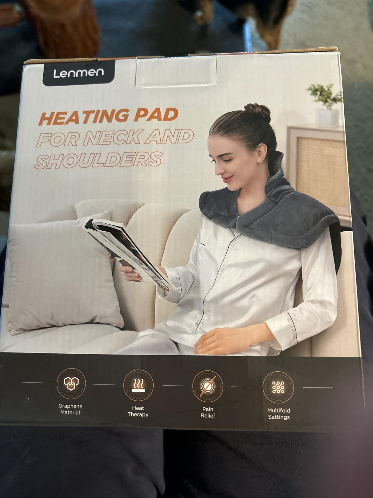 Graphene-Infused Heating Pad 3X Deeper Muscle Relief, Weighted Instant Heating Pads for Neck and Shoulders, Heated Wrap with 6 Heat Options and 4 Auto-Off Timer, Gifts for Mom Women Christmas Birthday customer photo 1